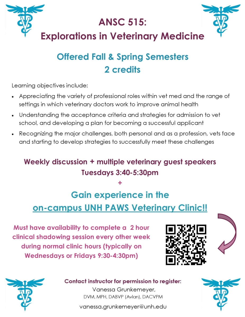 ANSC 515 (01) Explorations in Veterinary Medicine Course Search