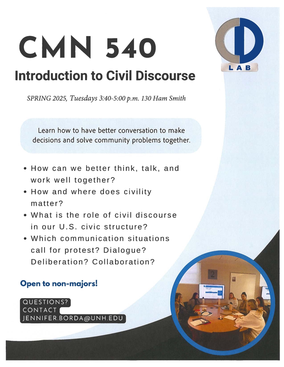 Additional course info for CMN 540 (01) - Special Topics in Communication