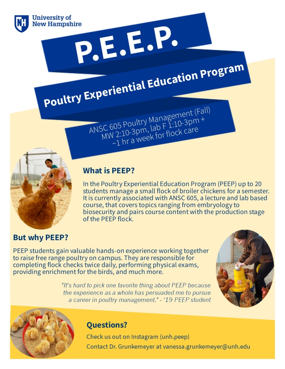 Additional course info for ANSC 605 (01) - Poultry Production and Health Management