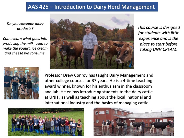 Additional course info for AAS 425 (01) - Introduction to Dairy Herd Management